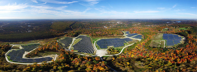 Solar array in fall
